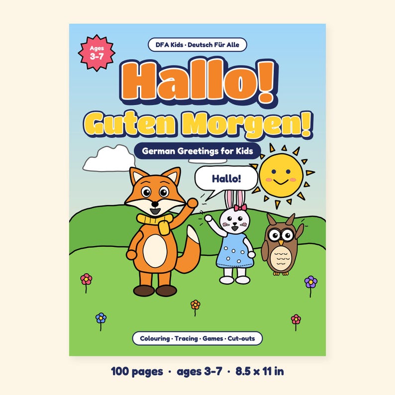 Hello! Good morning! - German Greetings for Kids: A 100-Page Activity and Coloring Book (Ages 3–7) image 3
