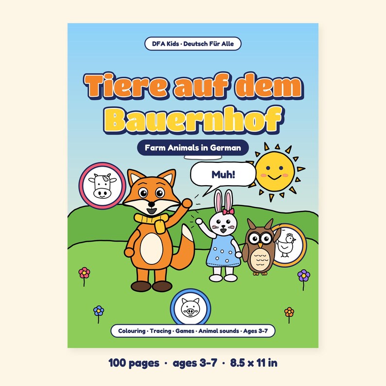 Animals on the Farm - Farm Animals in German for Kids: A 100-Page Activity Book with Animal Sounds (Ages 3–7) image 3