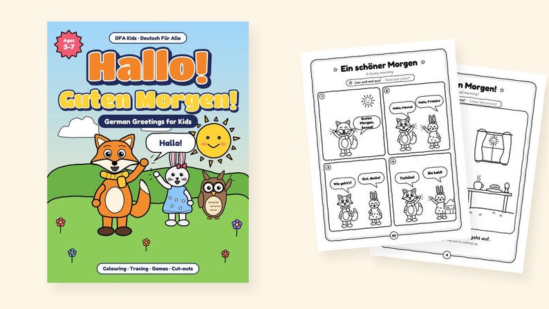 Hello! Good morning! - German Greetings for Kids: A 100-Page Activity and Coloring Book (Ages 3–7) image 2