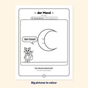 Good night! - Bedtime Words in German for Kids: A Calm 100-Page Coloring and Activity Book (Ages 3–7)