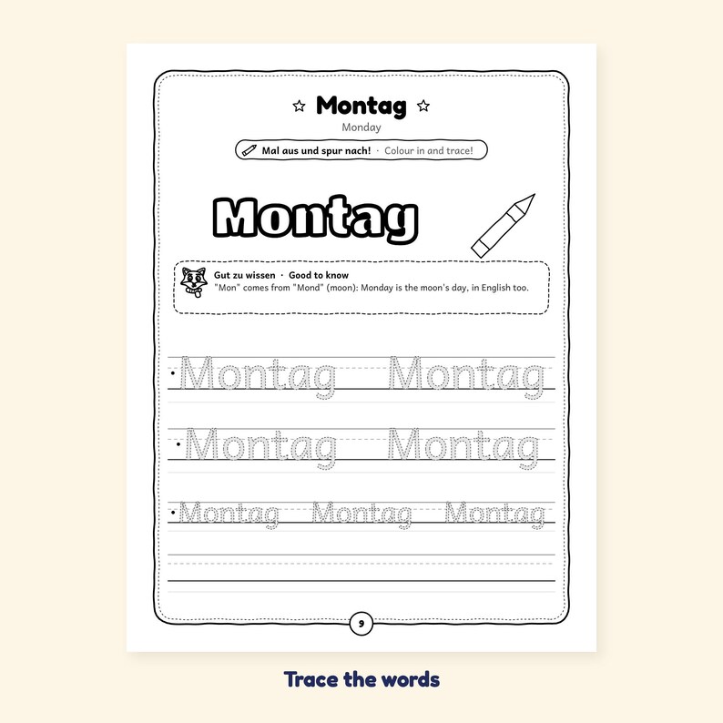Monday to Sunday - Days of the Week in German for Kids: A 100-Page Activity Book (Ages 3–7) image 4