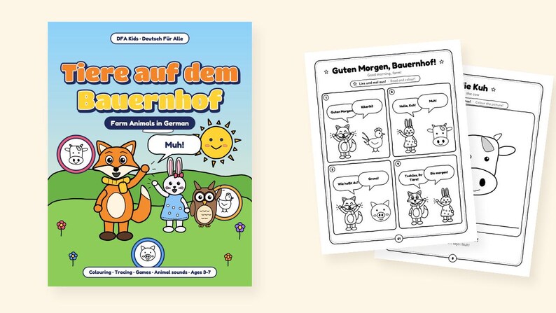 Animals on the Farm - Farm Animals in German for Kids: A 100-Page Activity Book with Animal Sounds (Ages 3–7) image 2