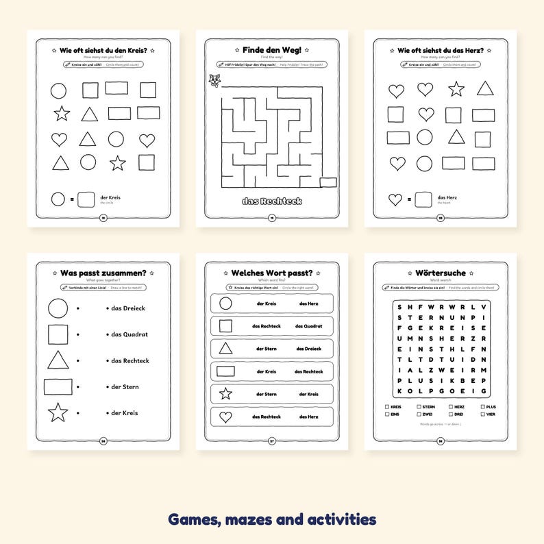 Plus to 5 - Shapes and Adding to 5 in German for Kids: A 100-Page Activity Book (Ages 3–7) image 6
