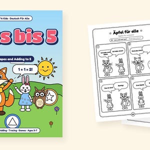 Plus to 5 - Shapes and Adding to 5 in German for Kids: A 100-Page Activity Book (Ages 3–7) image 2