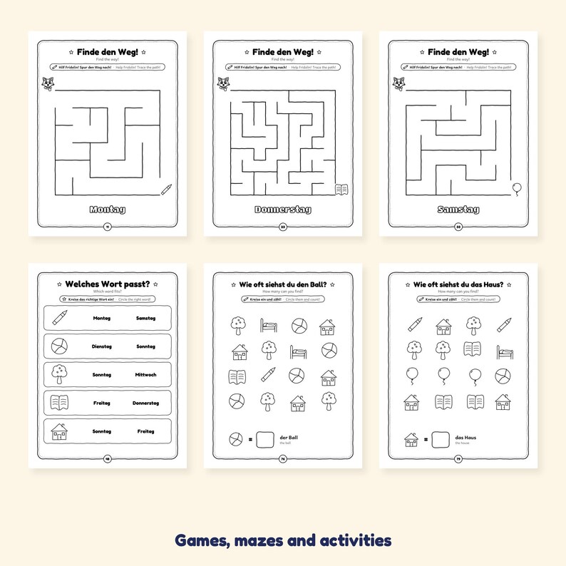 Monday to Sunday - Days of the Week in German for Kids: A 100-Page Activity Book (Ages 3–7) image 6