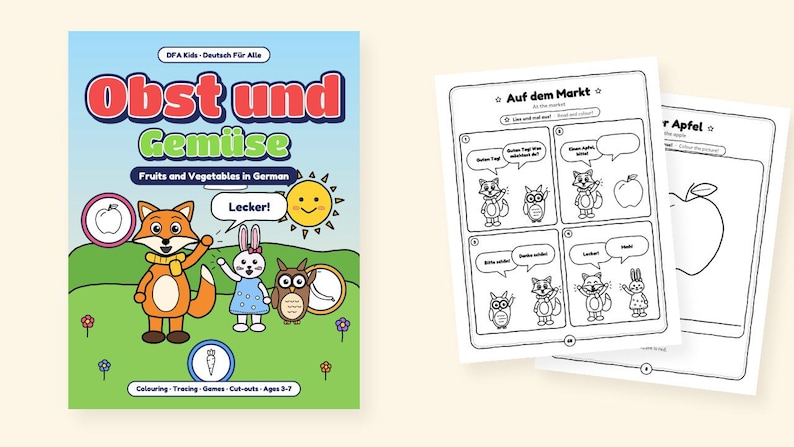 Fruits and Vegetables - Fruits and Vegetables in German for Kids: A 100-Page Activity Book (Ages 3–7) image 2