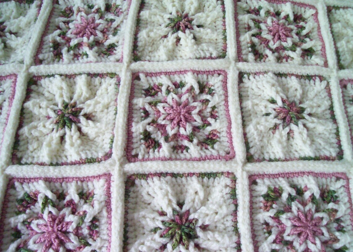 Shabby Chic Rose Garden Crocheted Afghan/Throw Etsy