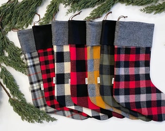 SALE Canadian Christmas Stocking | Buffalo Check Plaid Stocking | Flannel Midwest Stocking | Lumberman Check Flannel Christmas Stocking