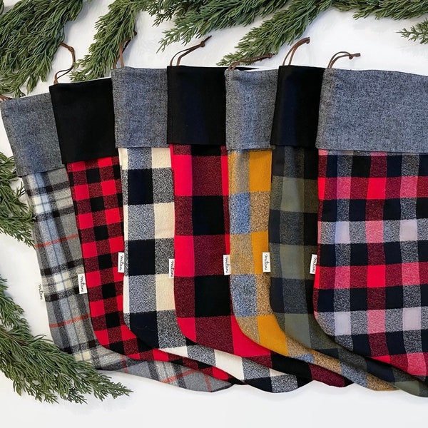 SALE Canadian Christmas Stocking | Buffalo Check Plaid Stocking | Flannel Midwest Stocking | Lumberman Check Flannel Christmas Stocking