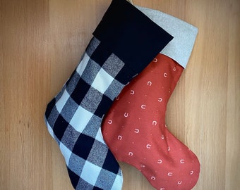 CLEARANCE Equestrian Horse Christmas Stocking | Boho Stockings | Horse Christmas | Horseshoe Christmas Stockings