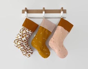 Modern Boho Christmas Stockings - Custom Embroidered Stocking | Minimalist Stockings | Retro Christmas | Vintage Style  Christmas Stockings