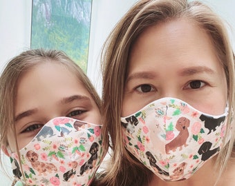 CLEARANCE Face Mask with Filter Pocket | Modern Face Mask | Adult Kids Washable Cotton | Teens Women's Mask | Soft Lined Face Mask