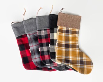 Canadian Christmas Stocking | Buffalo Check Plaid Stocking | Flannel Midwest Stocking | Lumberman Check Flannel Christmas Stocking