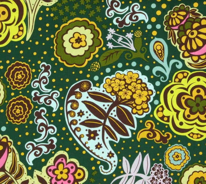 Quilting Fabric 1 yard OOP RARE Anna Maria Horner Fabric Chocolate Lollipop in Green