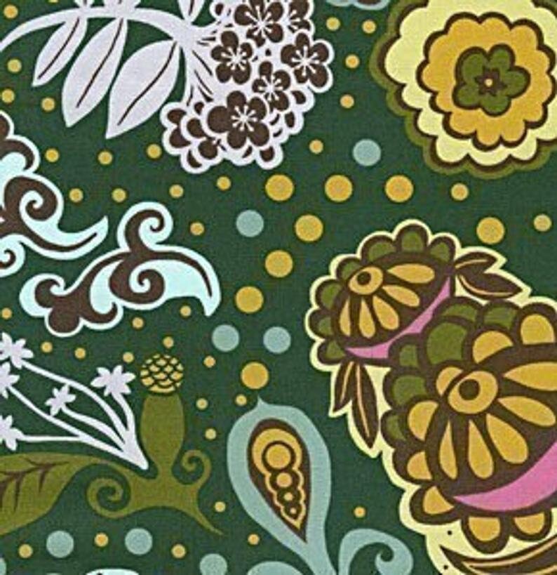 Quilting Fabric 1 yard OOP RARE Anna Maria Horner Fabric Chocolate Lollipop in Green