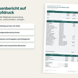 Excel-Vorlage Vereinskasse komplett mit Kassenbuch, Mitgliederverwaltung, Beiträgen, Kassenbericht und Kassenprüfung