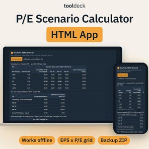 P/E Scenario Calculator | EPS x P/E Price Grid for Stocks | Offline HTML App