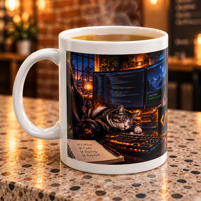 Coding Coffee Mug, Programmer Workspace Design image 3