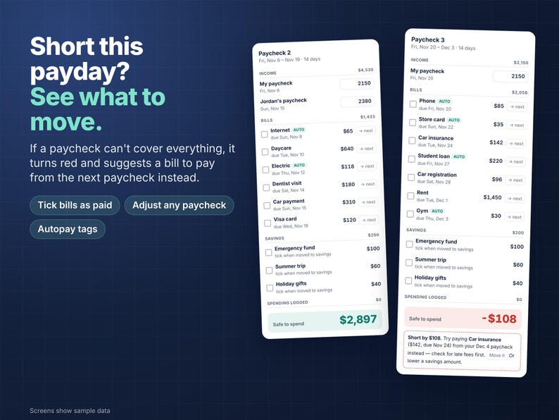 Money Planner App Bundle, Paycheck Budget App 2027 & Holiday Gift Budget Planner, Works Offline, No Subscription image 4
