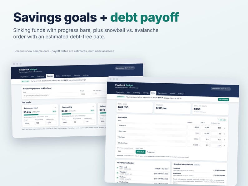 Money Planner App Bundle, Paycheck Budget App 2027 & Holiday Gift Budget Planner, Works Offline, No Subscription image 7