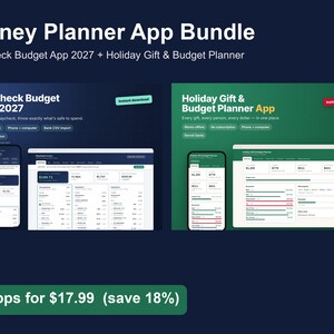 Money Planner App Bundle, Paycheck Budget App 2027 & Holiday Gift Budget Planner, Works Offline, No Subscription image 1