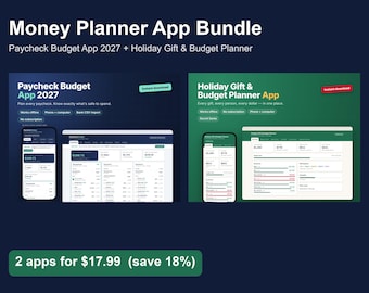 Geldplanner-appbundel, salarisbudget-app 2027 & budgetplanner voor vakantiecadeaus, werkt offline, geen abonnement nodig