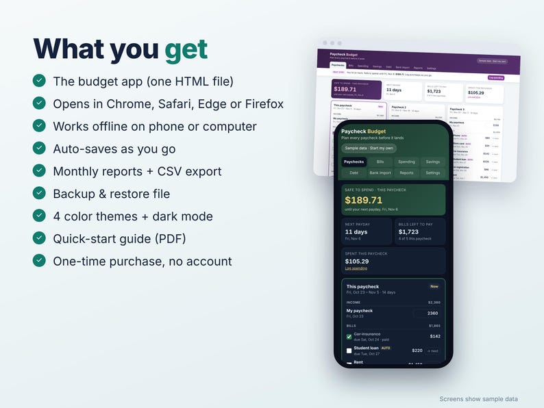 Money Planner App Bundle, Paycheck Budget App 2027 & Holiday Gift Budget Planner, Works Offline, No Subscription image 8