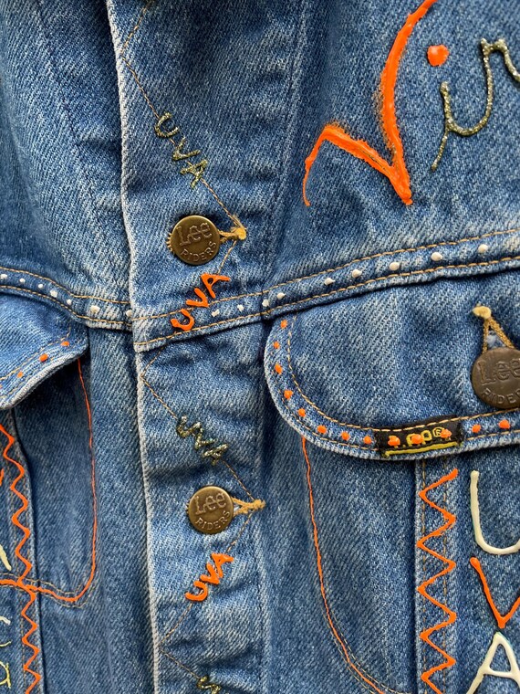 80s UVA custom denim jacket university of Virgini… - image 6