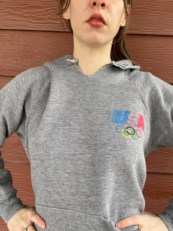 1990s super soft grey hoodie USA olympics size sm… - image 1