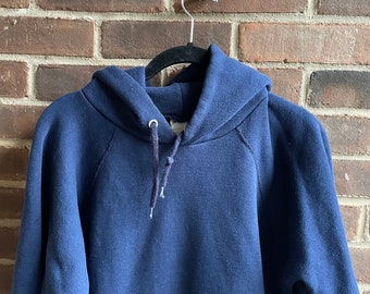 90s 80s blue hoodie zip up made in usa