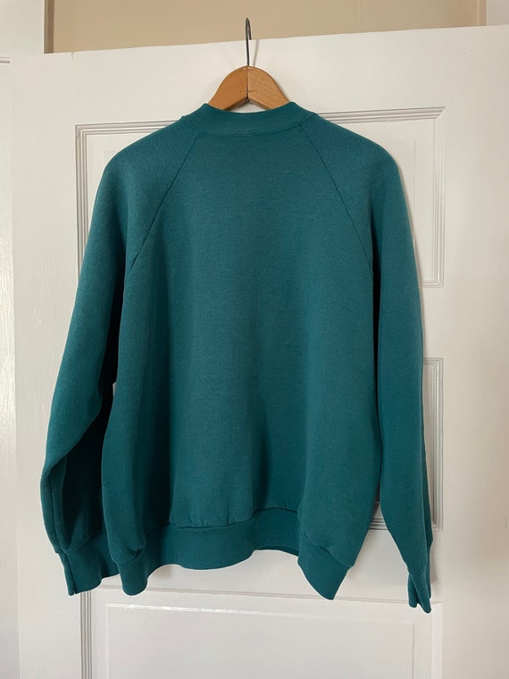 1990s made in USA turquoise green sweatshirt boxy… - image 9