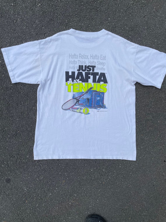 90s tennis made in USA just hafta tennis tshirt