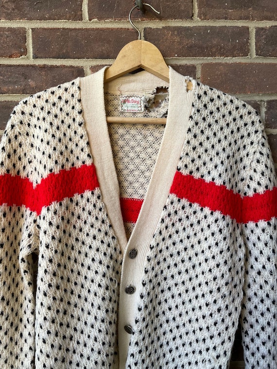 50s spot print sweater Dalmatian red color block c
