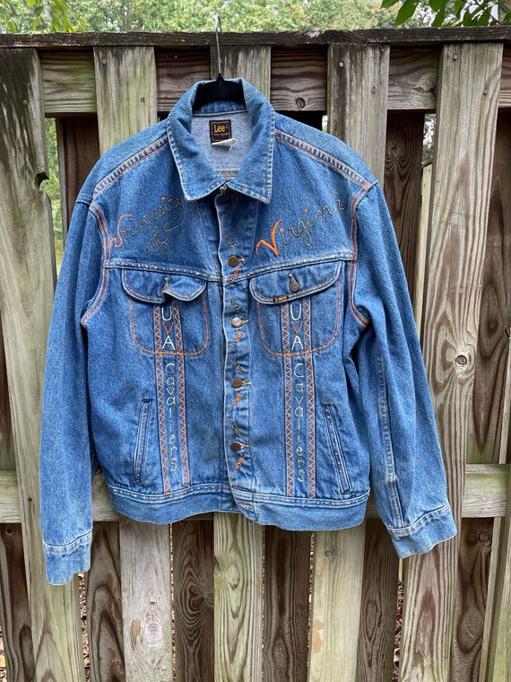 80s UVA custom denim jacket university of Virgini… - image 2