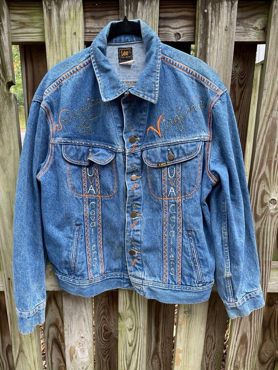 80s UVA custom denim jacket university of Virgini… - image 3