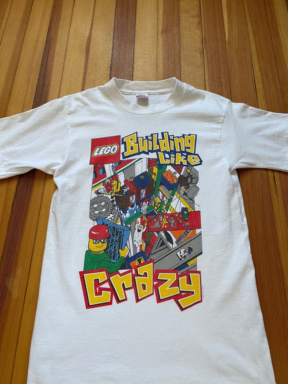 1990s made in USA Lego t-shirt build like crazy ra