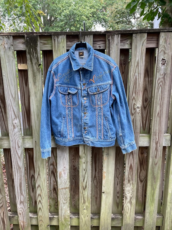 80s UVA custom denim jacket university of Virgini… - image 1