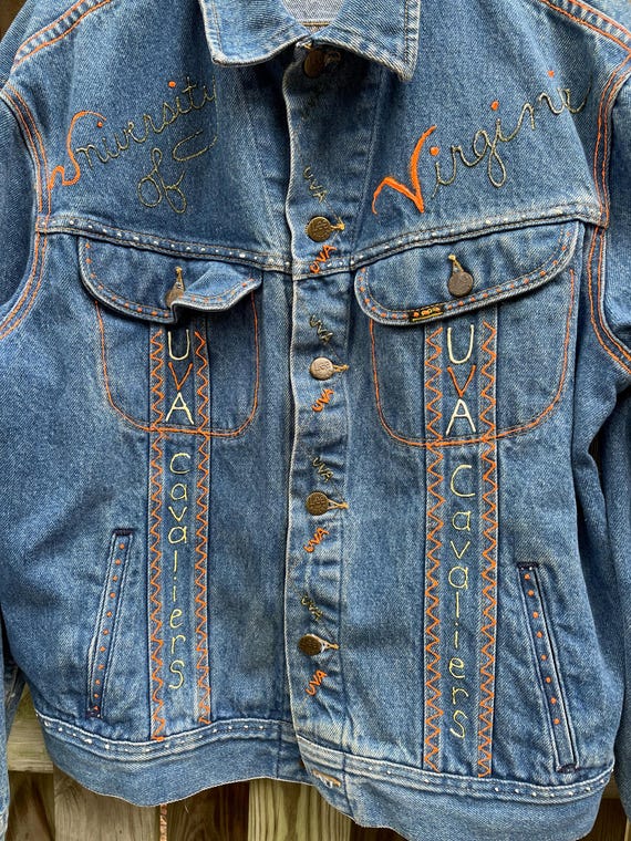 80s UVA custom denim jacket university of Virgini… - image 5