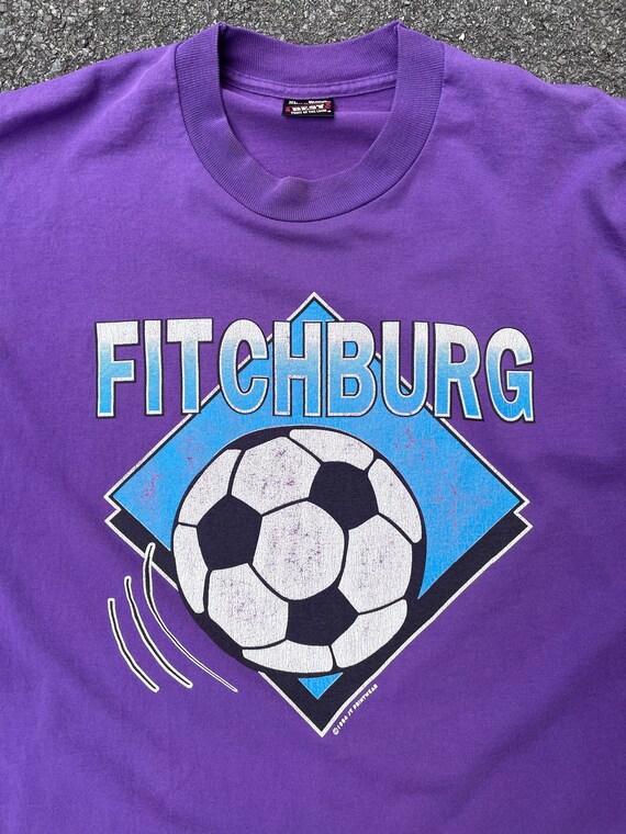 1990s made in usa soccer tshirt Fitchburg 90s pur… - image 5