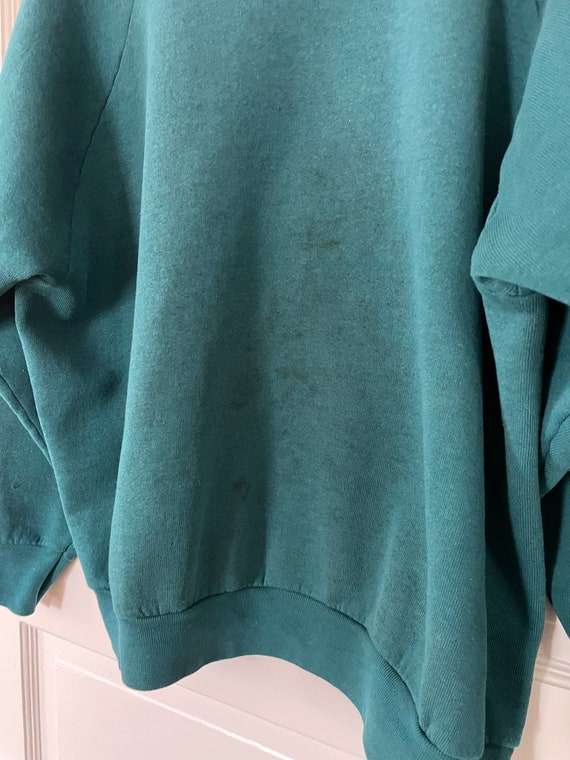 1990s made in USA turquoise green sweatshirt boxy… - image 4