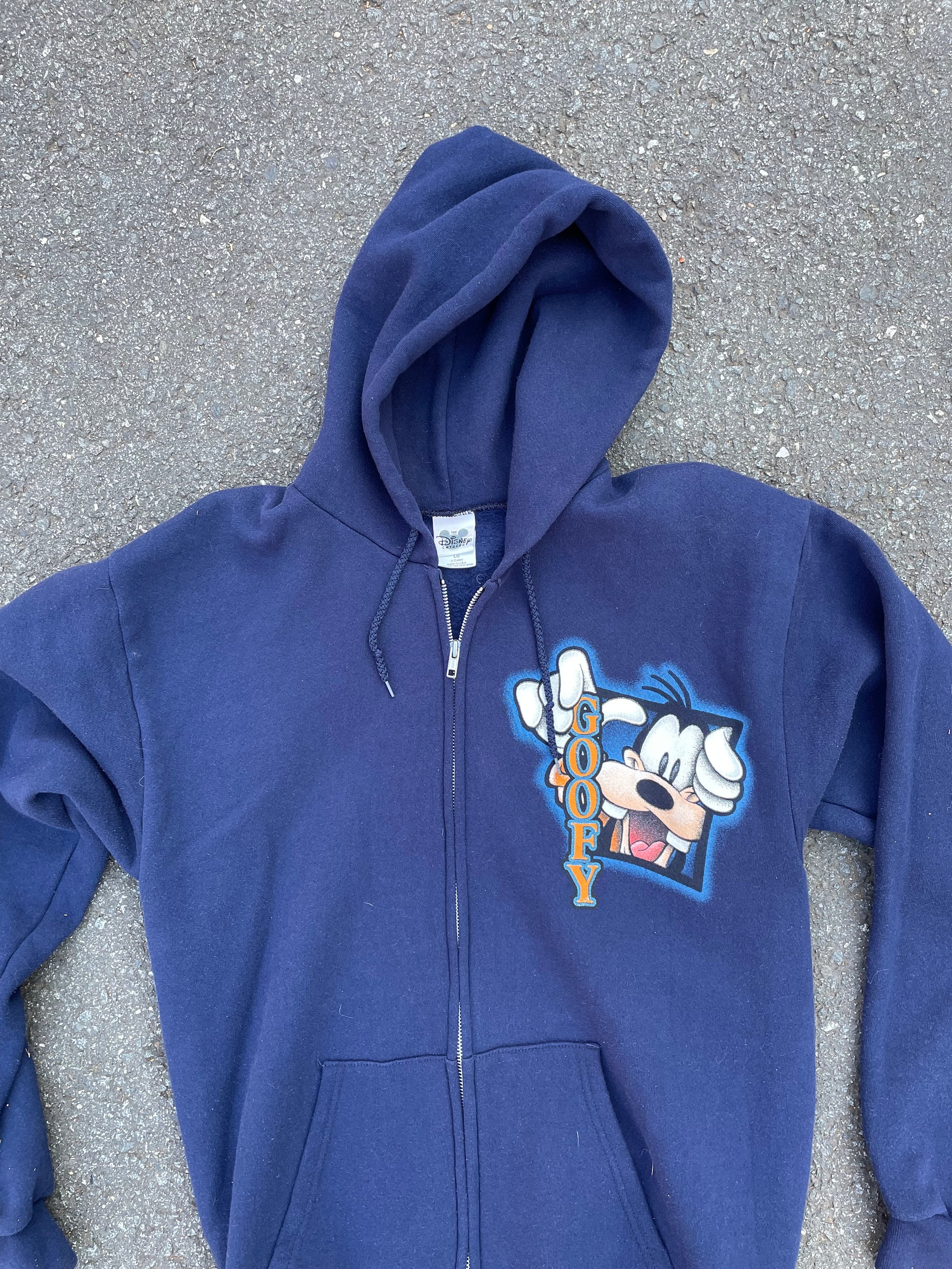 90s Goofy Disney Hoodie Made in Usa Zip up Blue Etsy