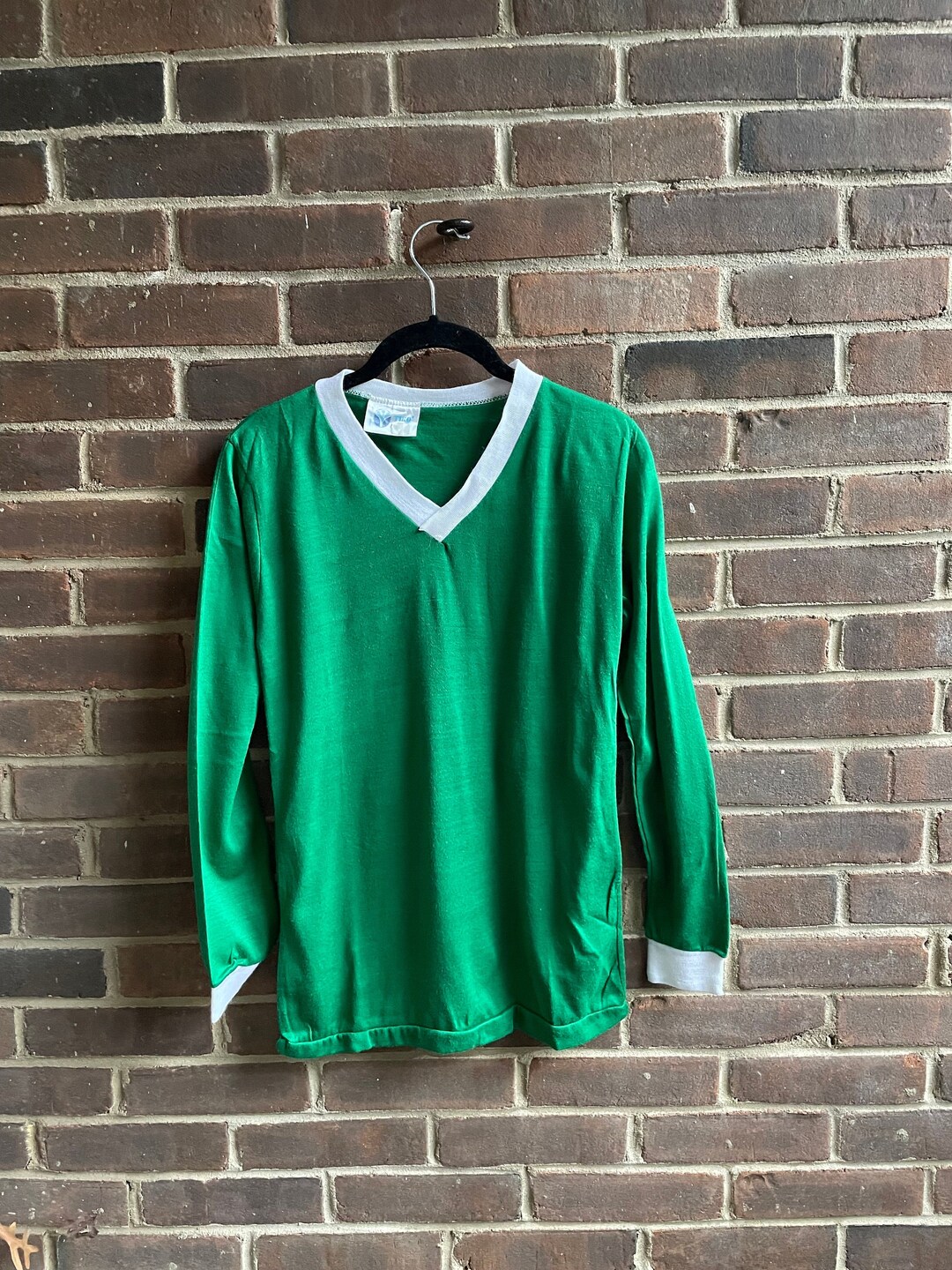 80s Soccer Jersey Green White Made in Italy Etsy