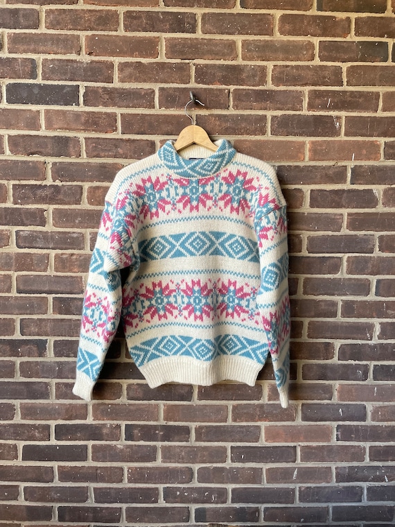 80s 90s woolrich women’s sweater snowflake quilt p