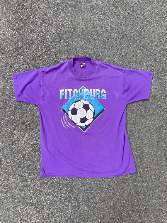 1990s made in usa soccer tshirt Fitchburg 90s pur… - image 1