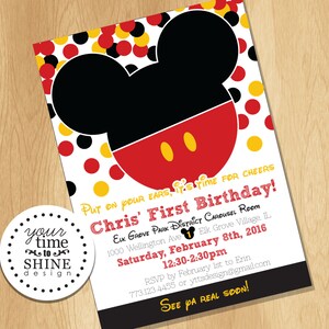 Digital File Only - Mickey Mouse Confetti Invitation