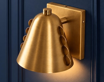Brass Wall Sconce, Vintage Industrial Lighting | Handmade Metal | Cone Shade