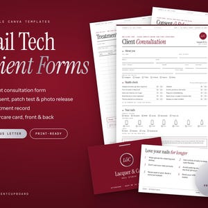 Nail Tech Client Forms Canva Template, Consultation, Consent & Patch Test Form, Aftercare Card, A4 and Letter