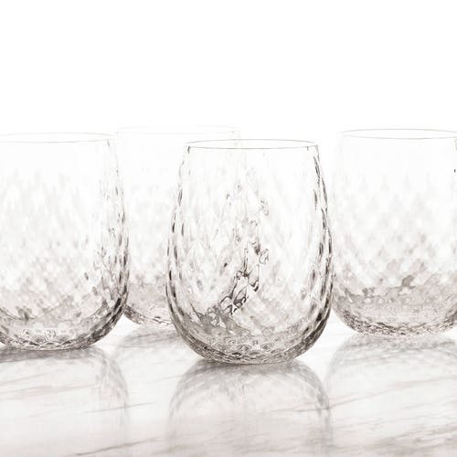 Stemless Wine Glasses in Diamond Pattern Etsy