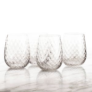 Stemless Wine Glasses in Diamond Pattern