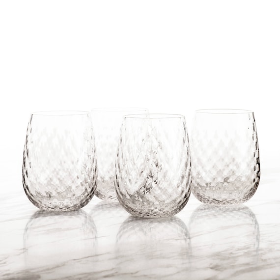 Pair of Handcrafted Contemporary Czech Stemless Wine Glasses